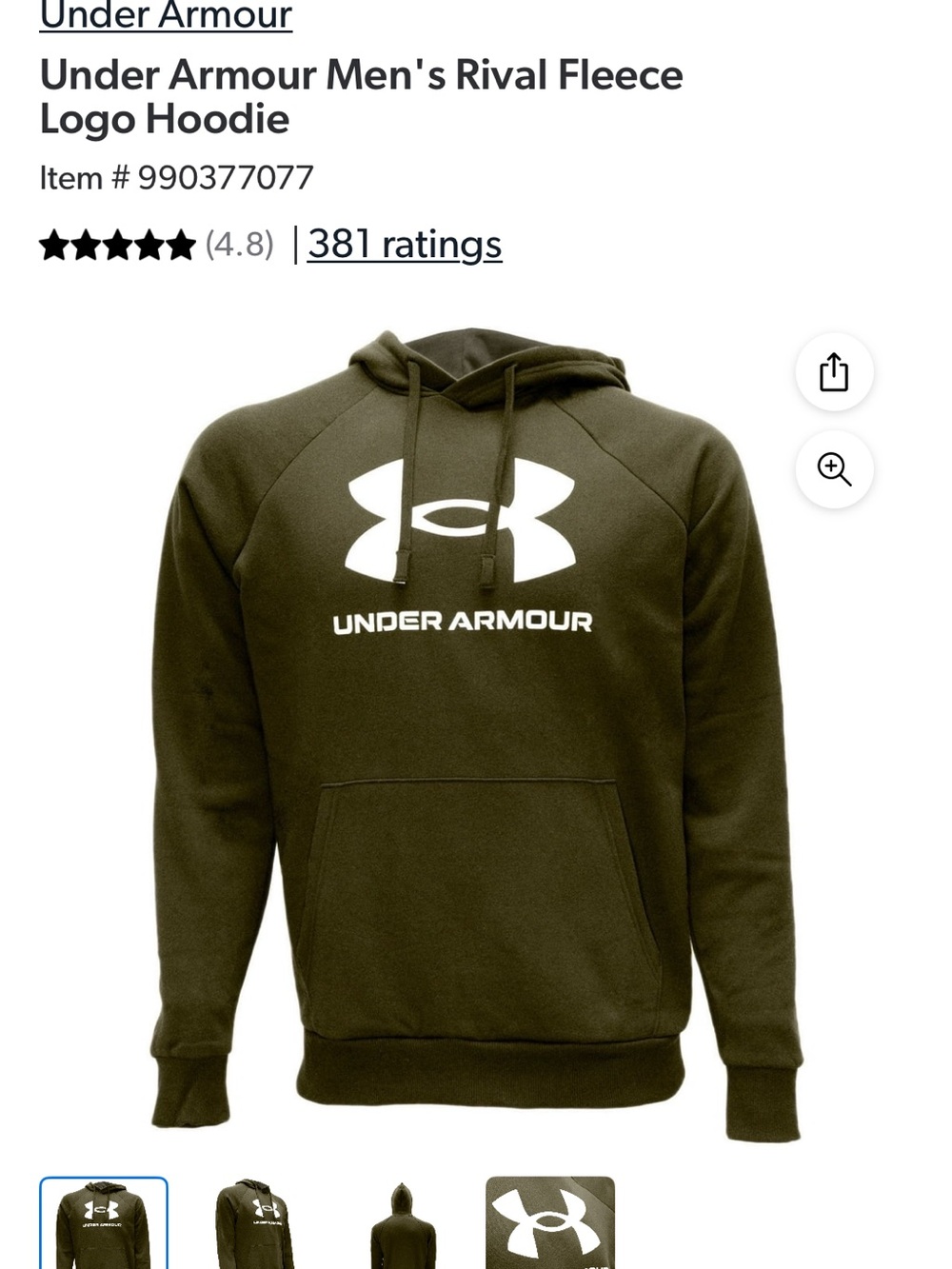 Mens under armour hoodie nwt green color